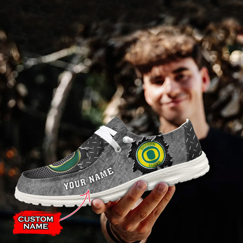 JWFancy NCAA Oregon Ducks Hey Dude Shoes Wally Men's Lace Up Loafers Comfortable For Men And Women