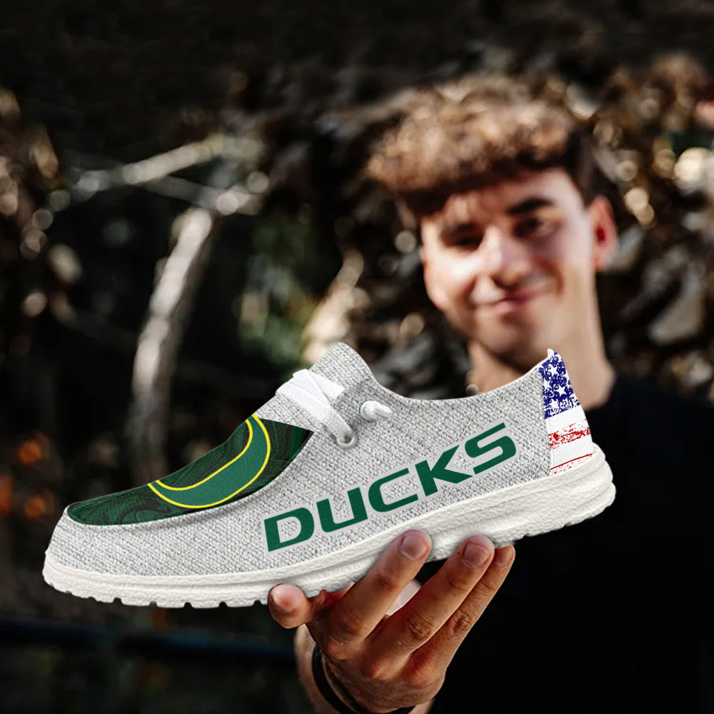 JWFancy NCAA Oregon Ducks Hey Dude Shoes Wally Men's Lace Up Loafers Comfortable For Men And Women
