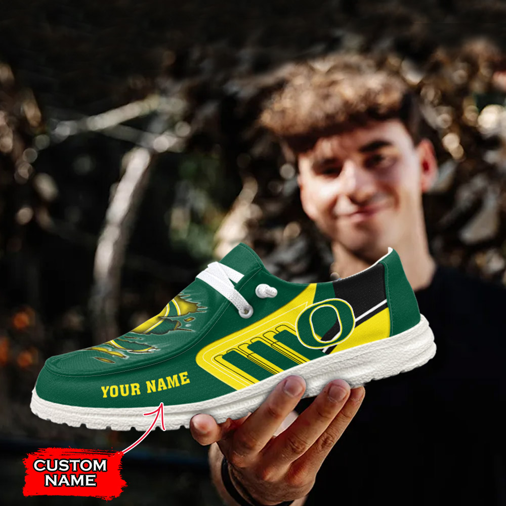 JWFancy NCAA Oregon Ducks Hey Dude Shoes Wally Men's Lace Up Loafers Comfortable For Men And Women