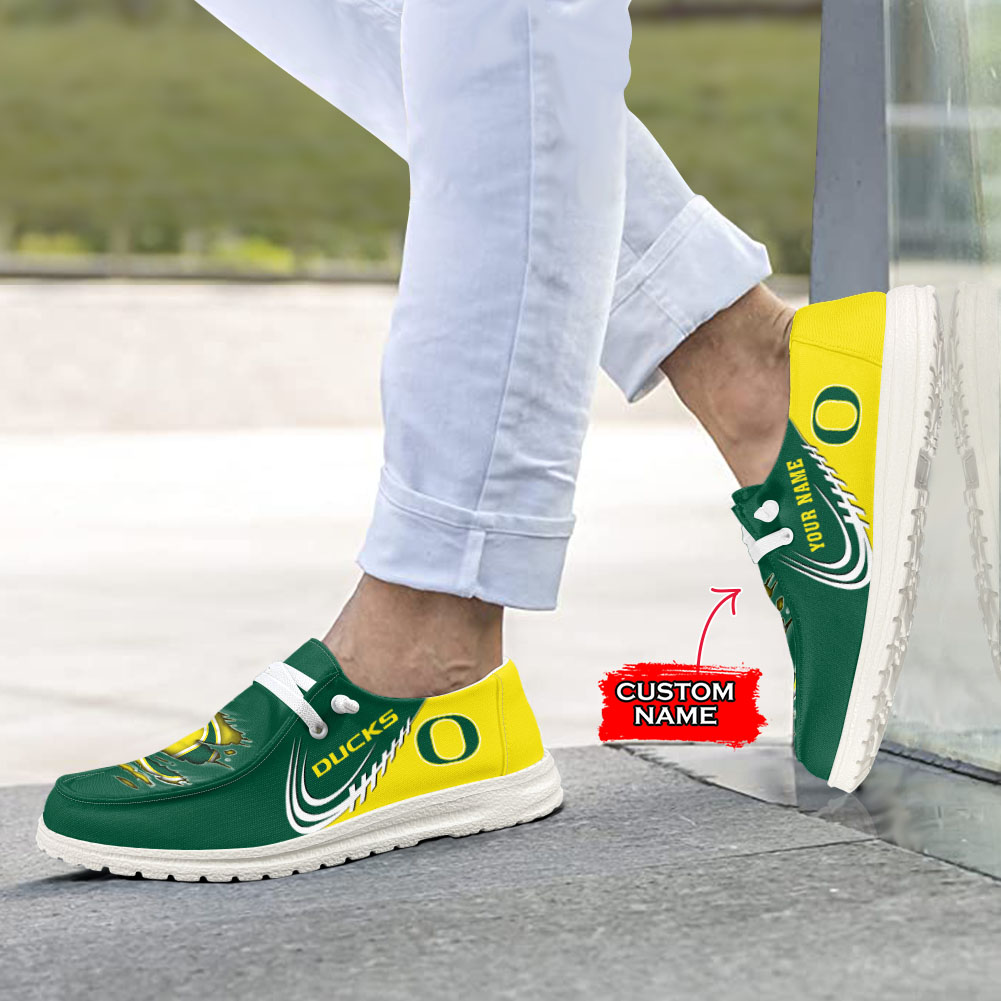JWFancy NCAA Oregon Ducks Hey Dude Shoes Wally Men's Lace Up Loafers Comfortable For Men And Women
