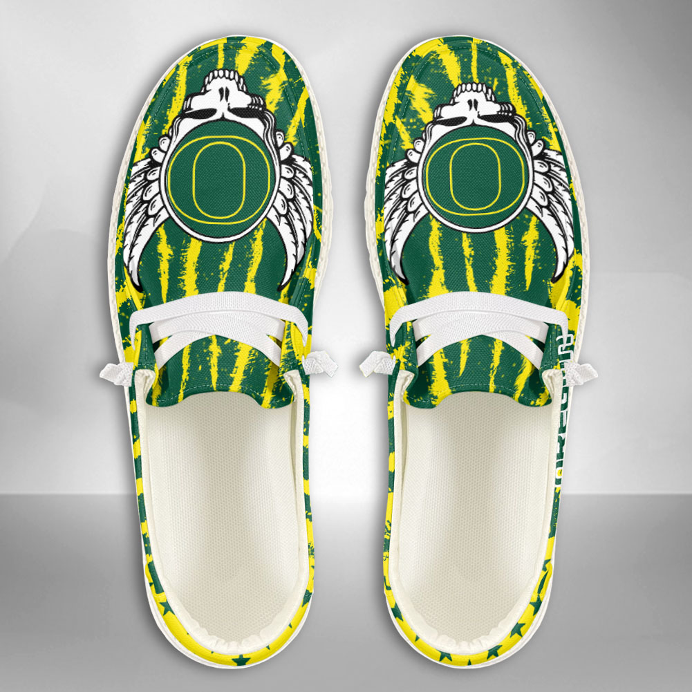 JWFancy NCAA Oregon Ducks Hey Dude Shoes Wally Men's Lace Up Loafers Comfortable For Men And Women