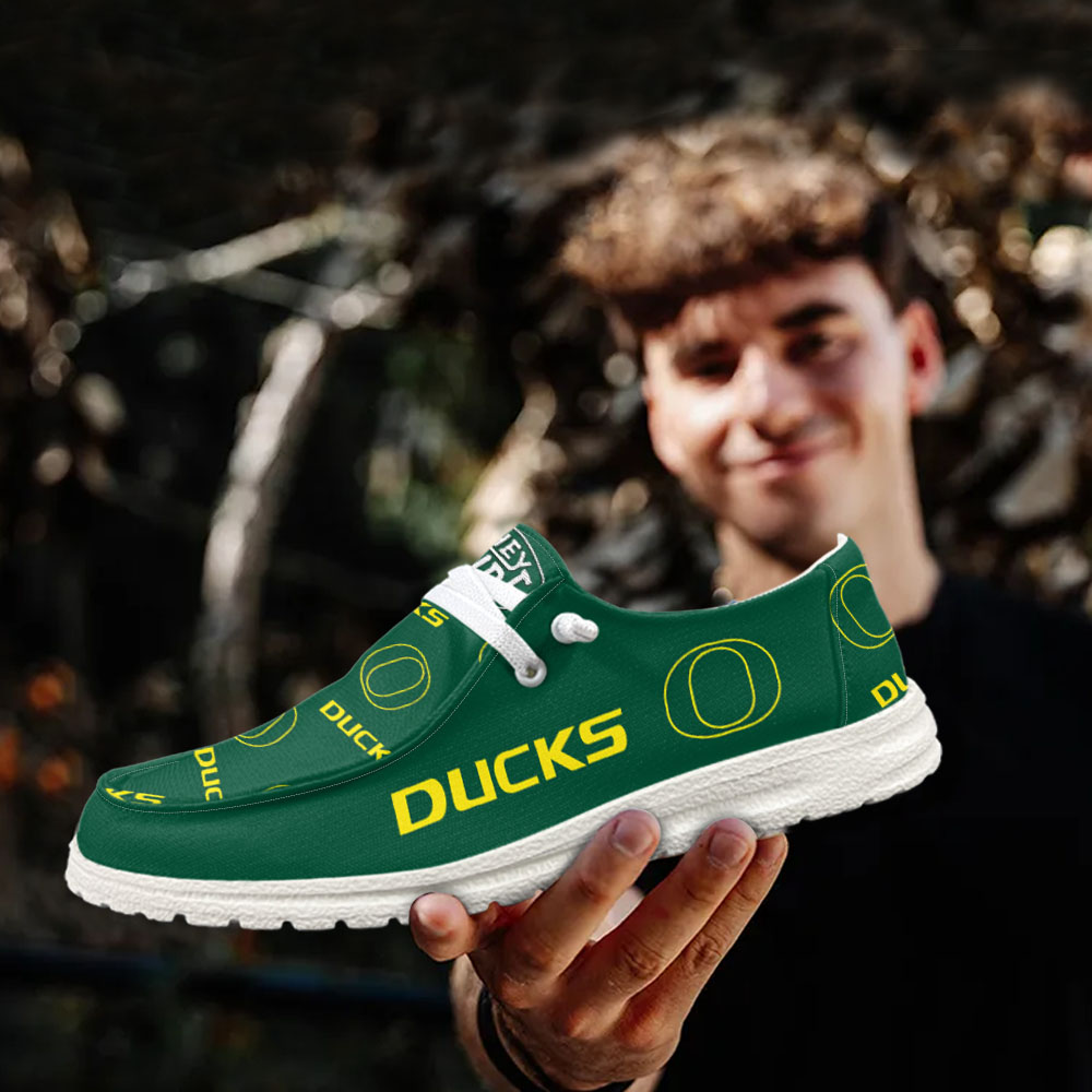 JWFancy NCAA Oregon Ducks Hey Dude Shoes Wally Men's Lace Up Loafers Comfortable For Men And Women