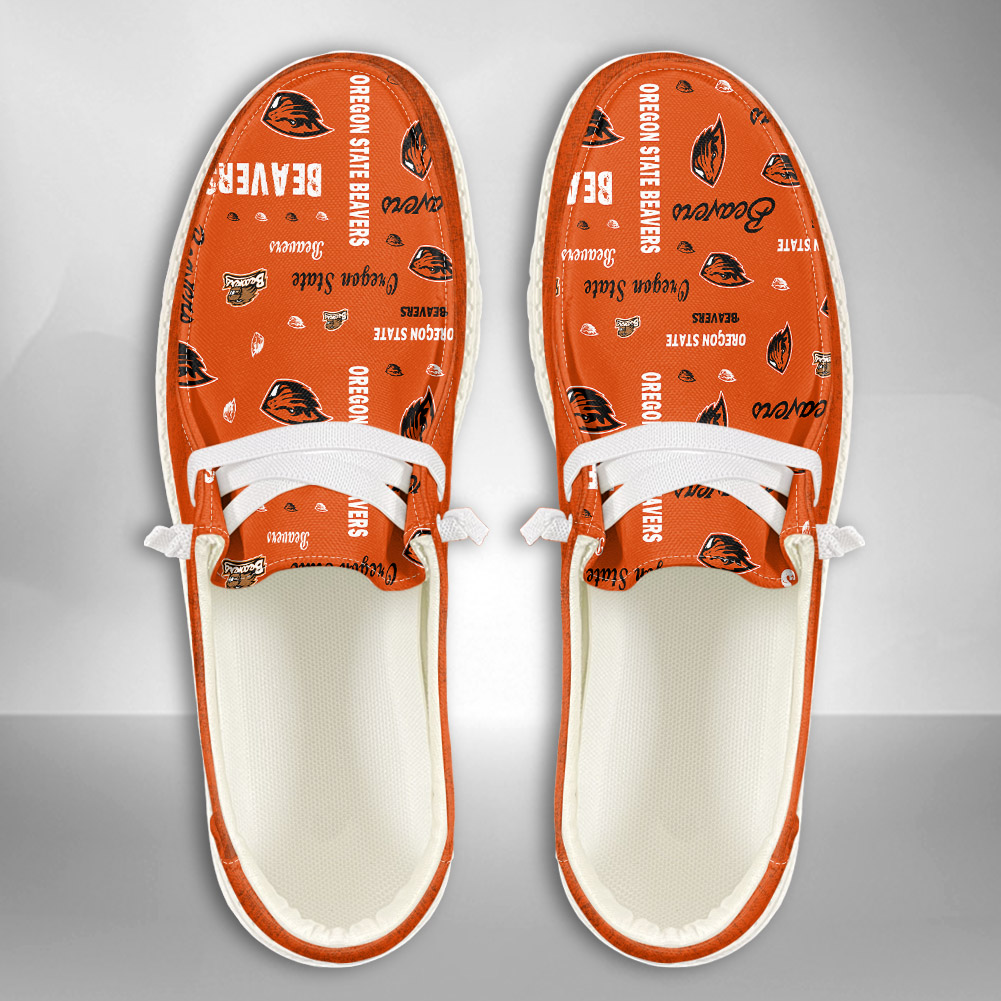JWFancy NCAA Oregon State Beavers Hey Dude Shoes Wally Men's Lace Up Loafers Comfortable For Men And Women