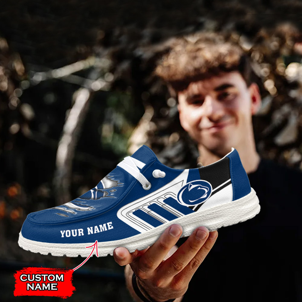 JWFancy NCAA Penn State Nittany Lions Hey Dude Shoes Wally Men's Lace Up Loafers Comfortable For Men And Women