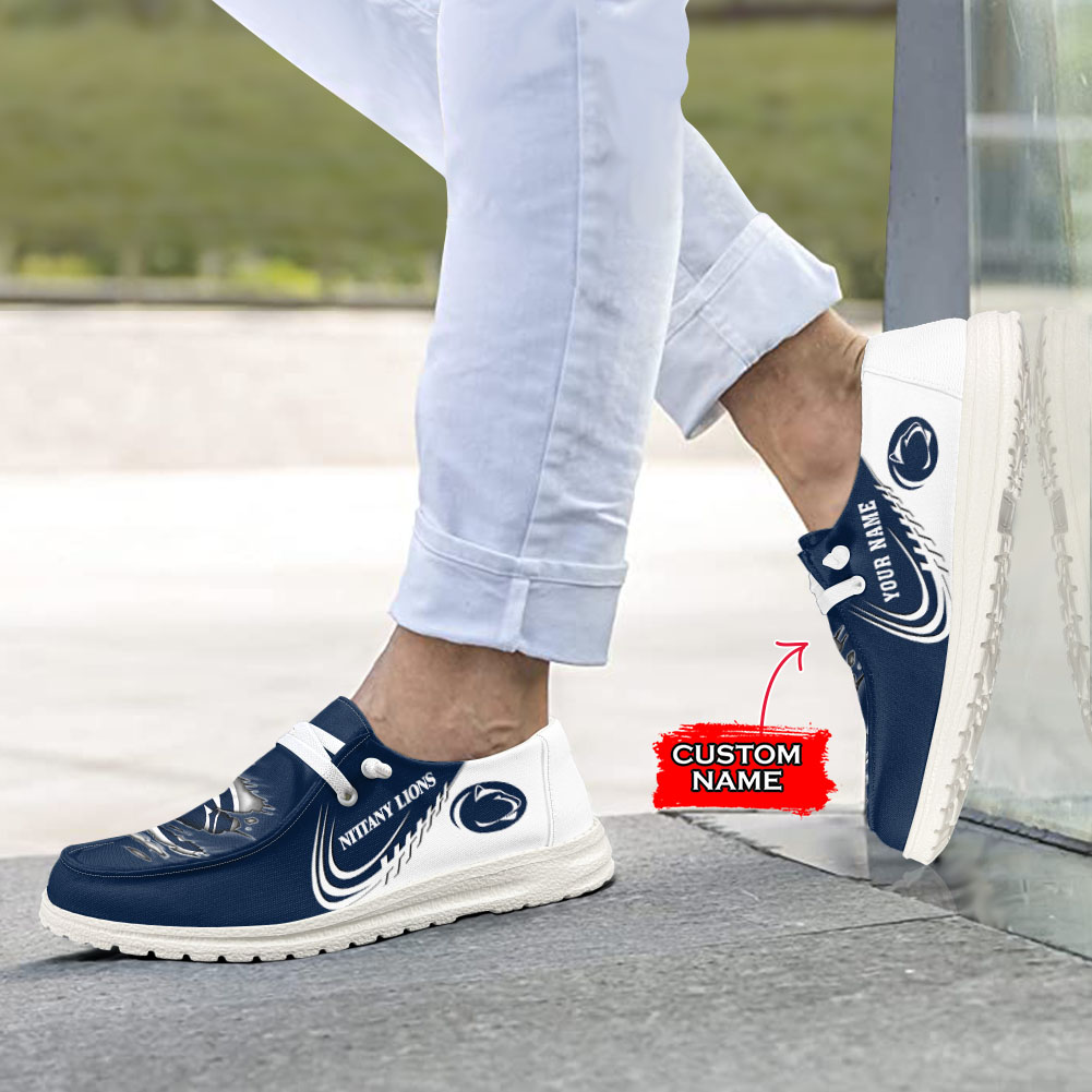 JWFancy NCAA Penn State Nittany Lions Hey Dude Shoes Wally Men's Lace Up Loafers Comfortable For Men And Women