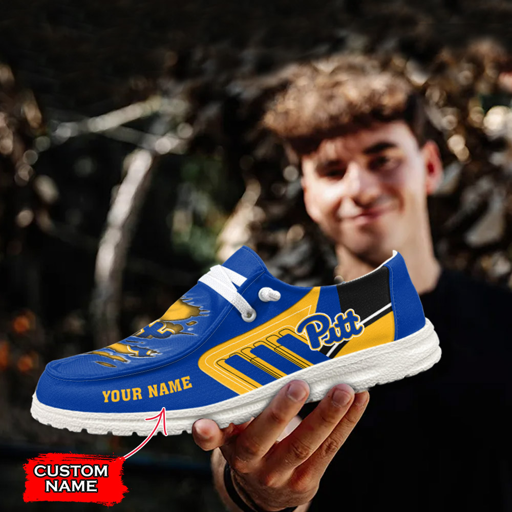 JWFancy NCAA Pittsburgh Panthers Hey Dude Shoes Wally Men's Lace Up Loafers Comfortable For Men And Women