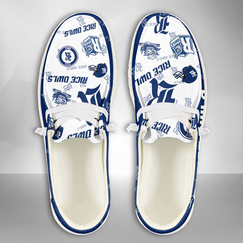 JWFancy NCAA Rice Owls Hey Dude Shoes Wally Men's Lace Up Loafers Comfortable For Men And Women