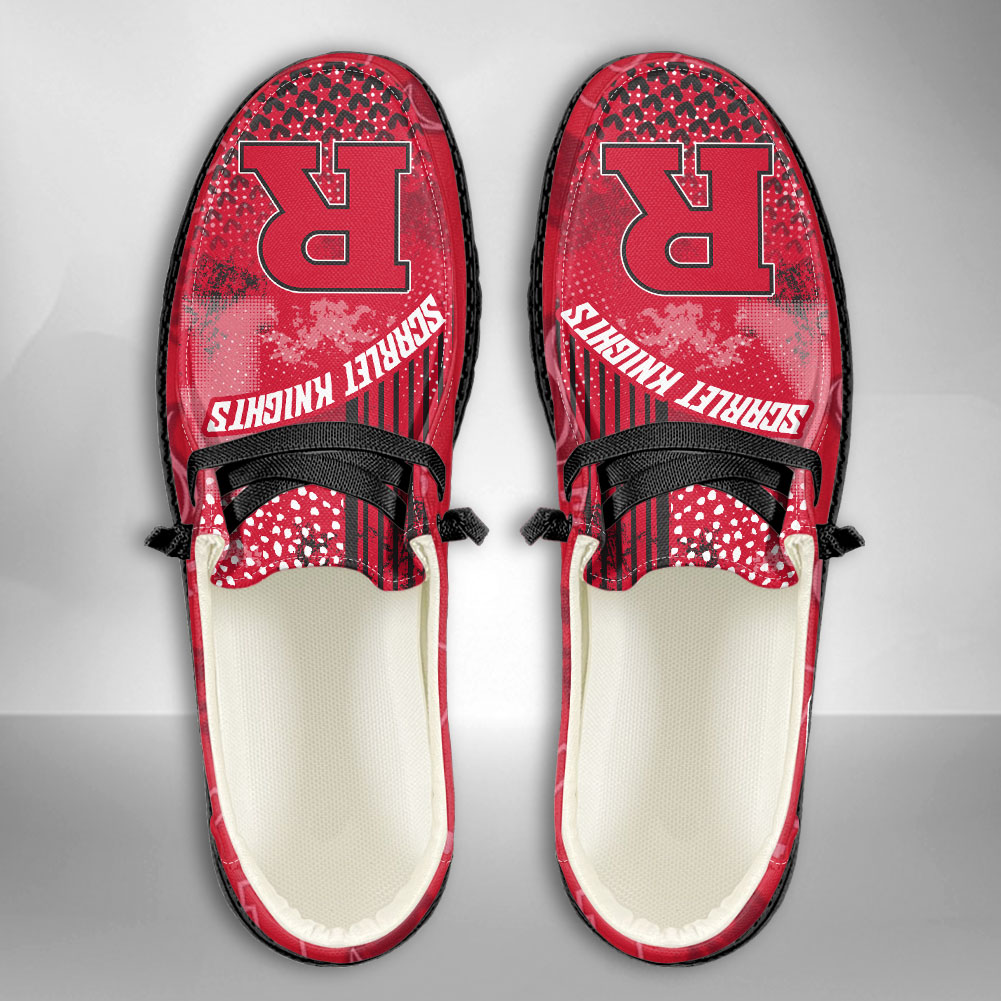 JWFancy NCAA Rutgers Scarlet Knights Hey Dude Shoes Wally Men's Lace Up Loafers Comfortable For Men And Women
