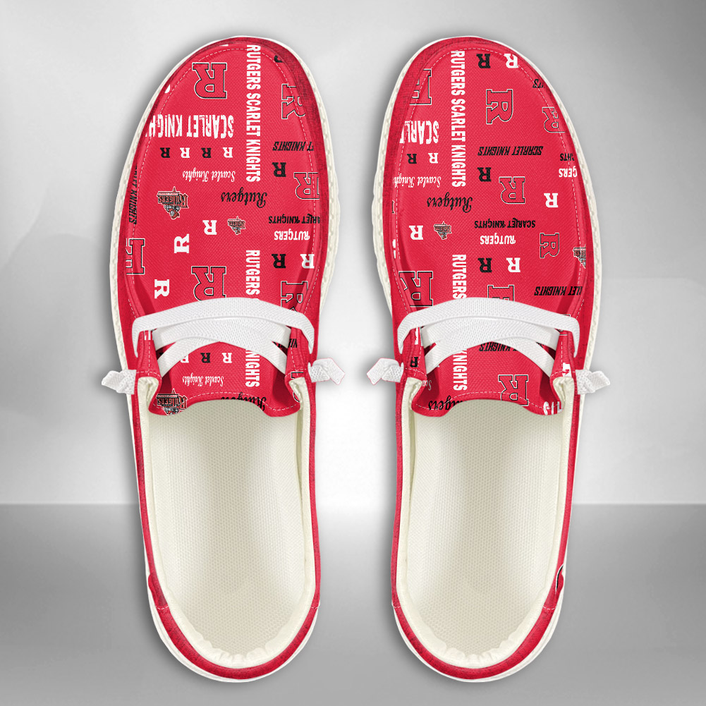 JWFancy NCAA Rutgers Scarlet Knights Hey Dude Shoes Wally Men's Lace Up Loafers Comfortable For Men And Women