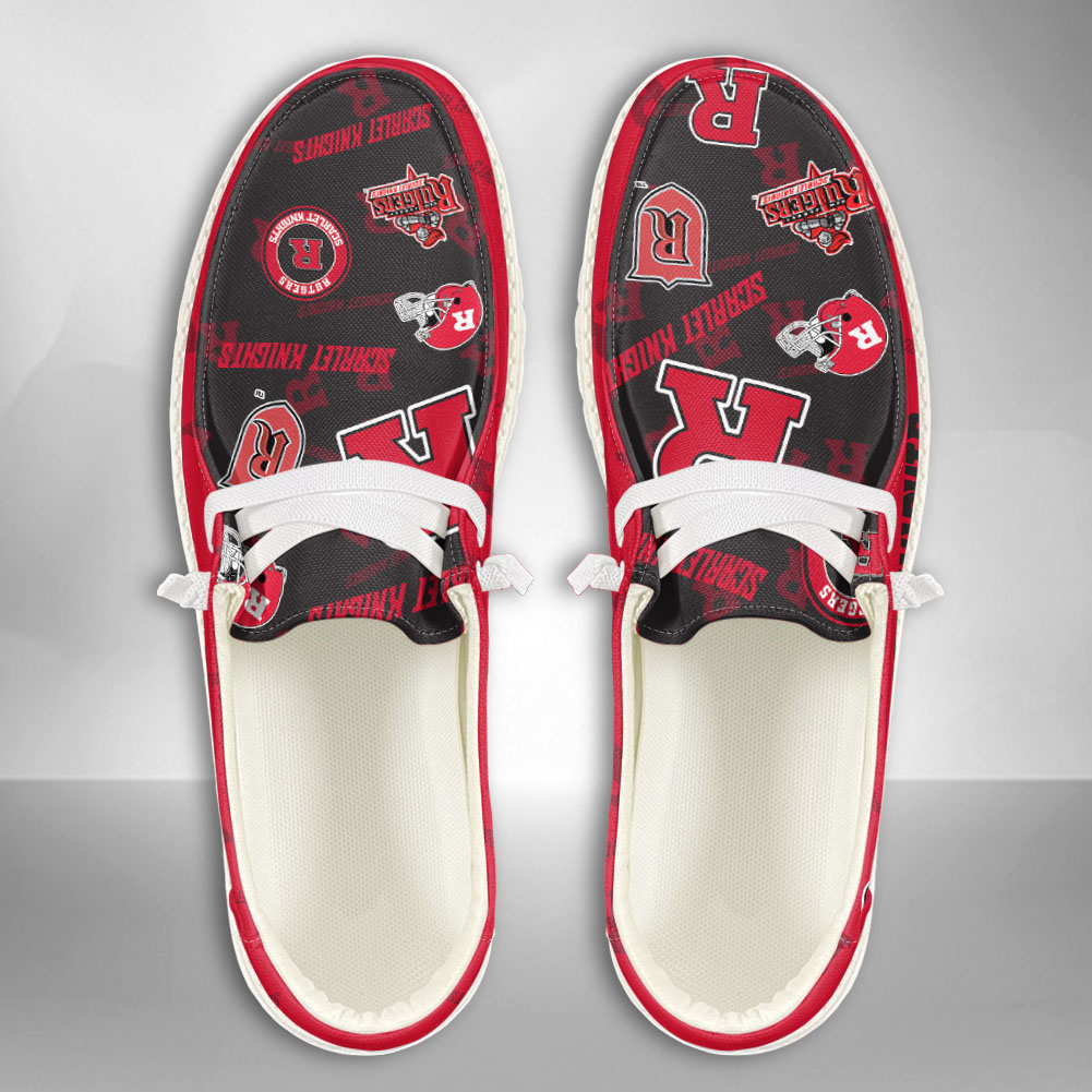 JWFancy NCAA Rutgers Scarlet Knights Hey Dude Shoes Wally Men's Lace Up Loafers Comfortable For Men And Women