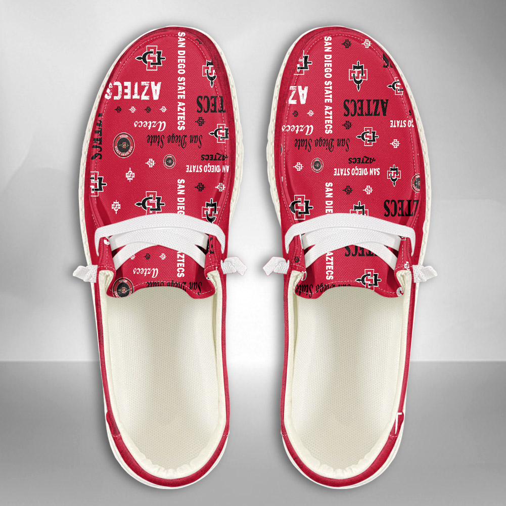 JWFancy NCAA San Diego State Aztecs Hey Dude Shoes Wally Men's Lace Up Loafers Comfortable For Men And Women