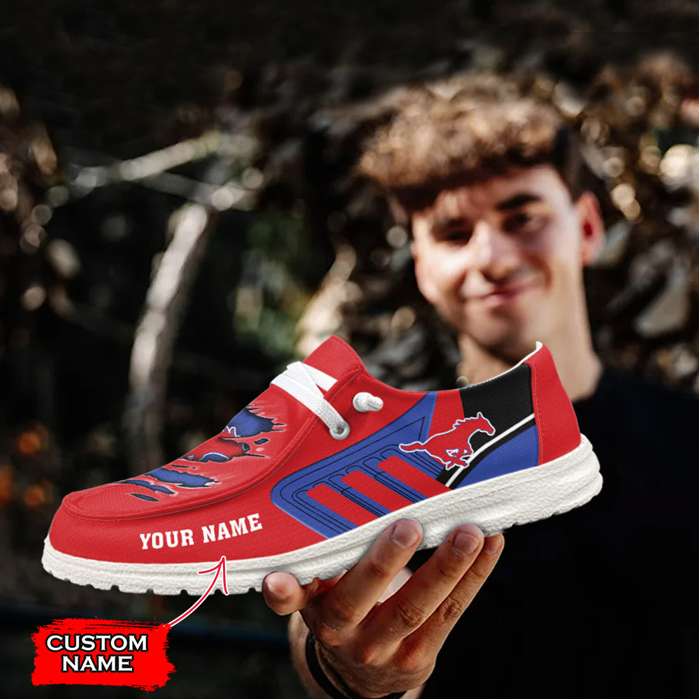 JWFancy NCAA SMU Mustangs Hey Dude Shoes Wally Men's Lace Up Loafers Comfortable For Men And Women