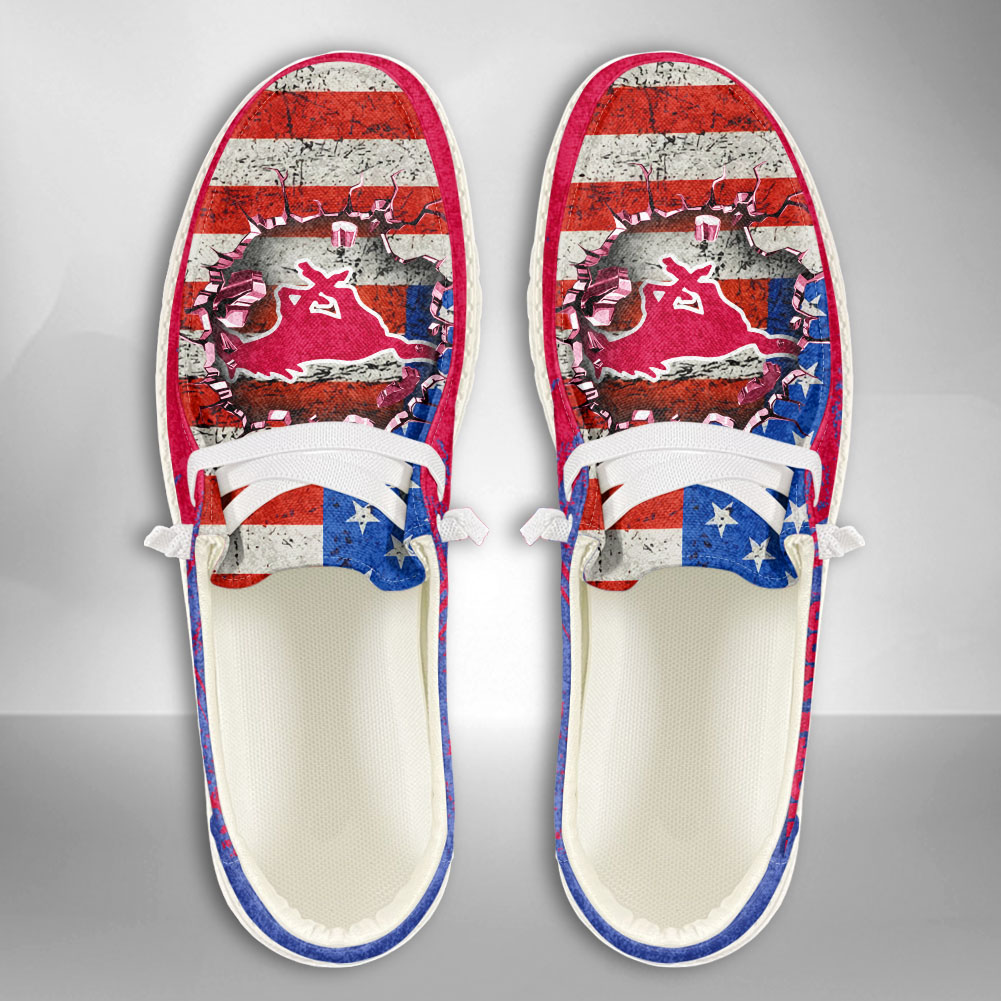 JWFancy NCAA SMU Mustangs Hey Dude Shoes Wally Men's Lace Up Loafers Comfortable For Men And Women