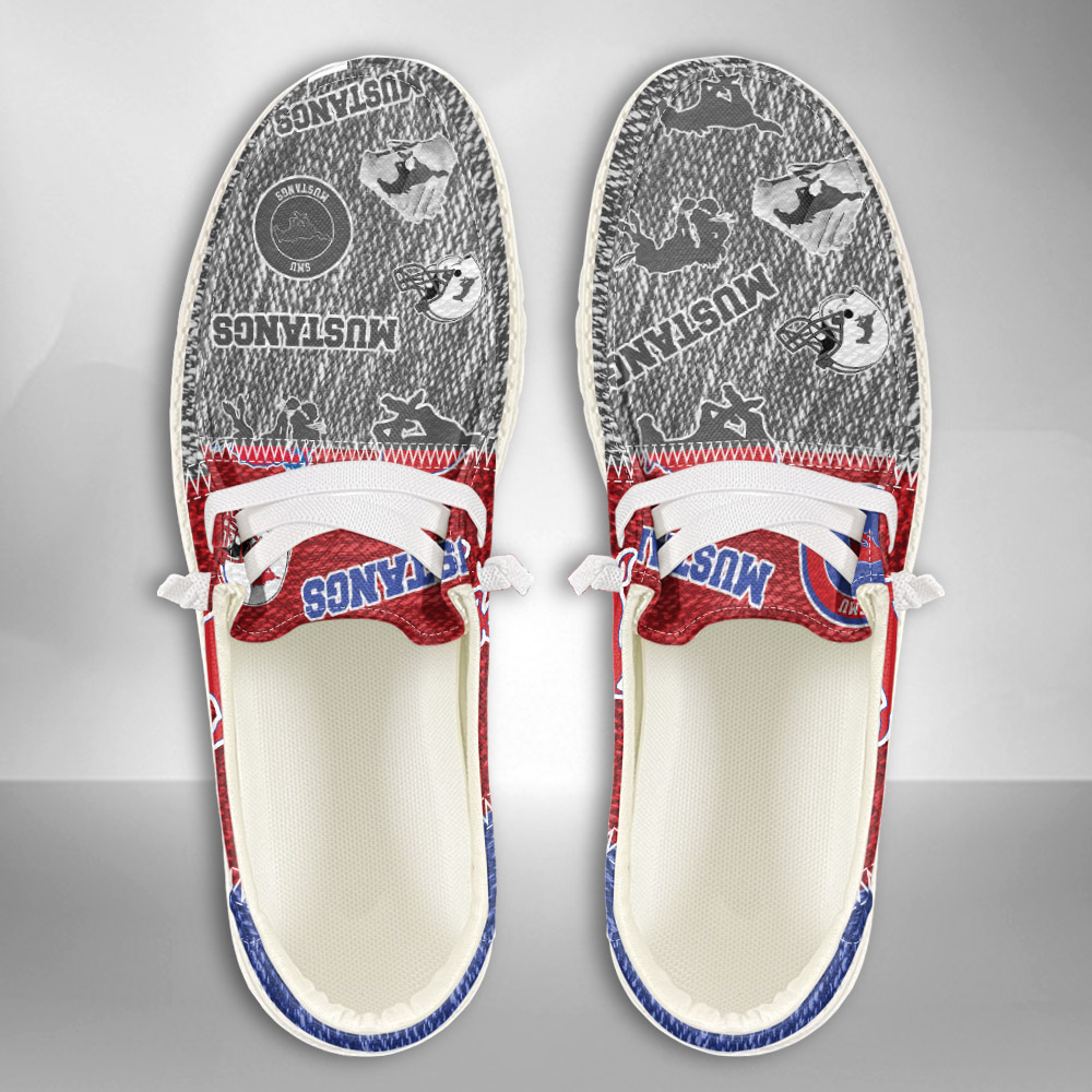 JWFancy NCAA SMU Mustangs Hey Dude Shoes Wally Men's Lace Up Loafers Comfortable For Men And Women