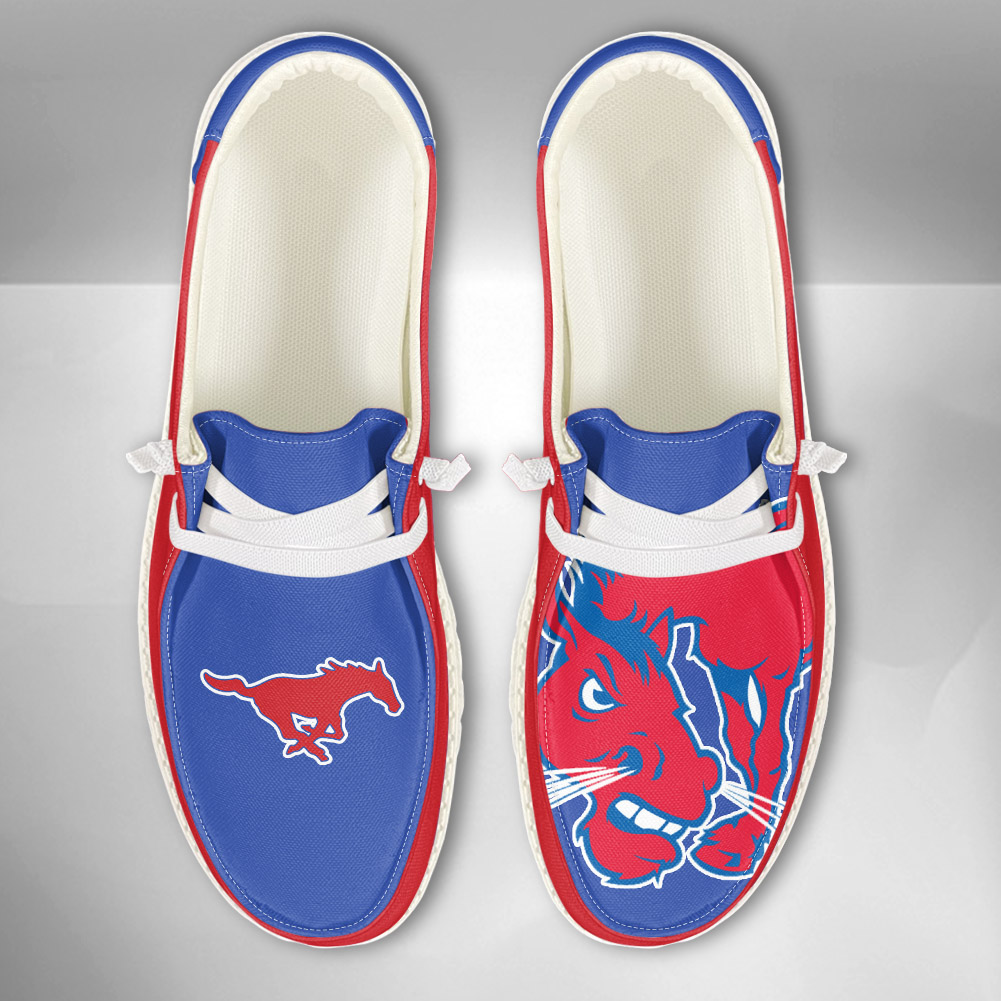 JWFancy NCAA SMU Mustangs Hey Dude Shoes Wally Men's Lace Up Loafers Comfortable For Men And Women