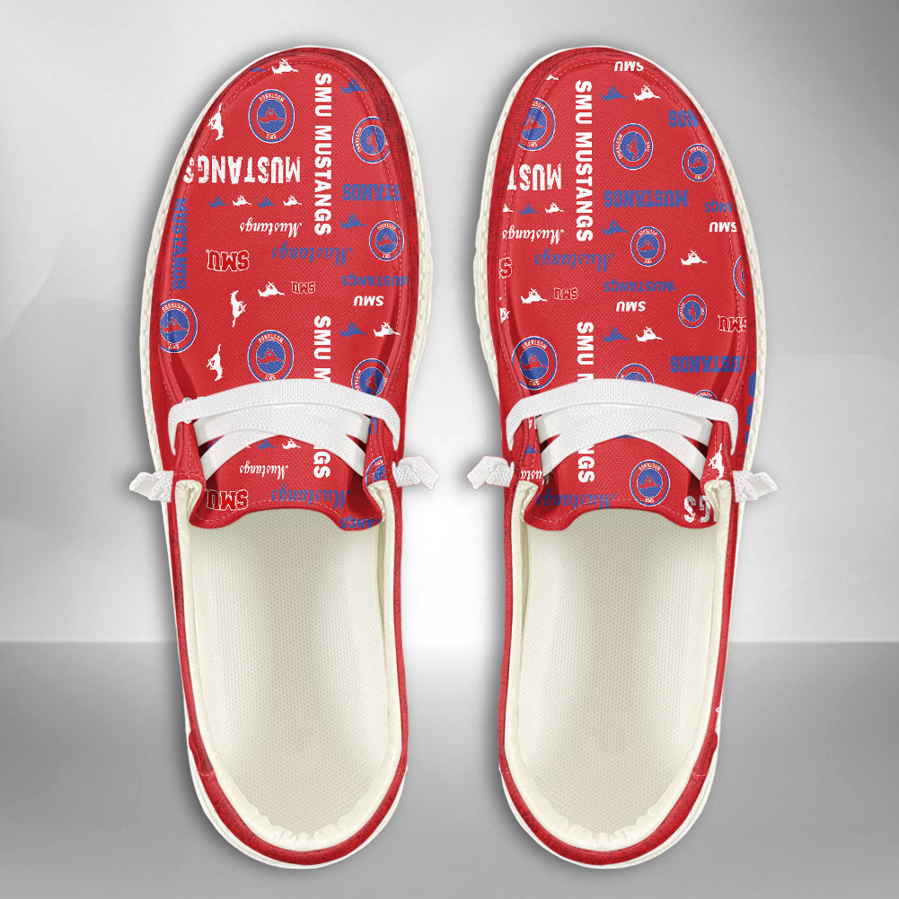 JWFancy NCAA SMU Mustangs Hey Dude Shoes Wally Men's Lace Up Loafers Comfortable For Men And Women