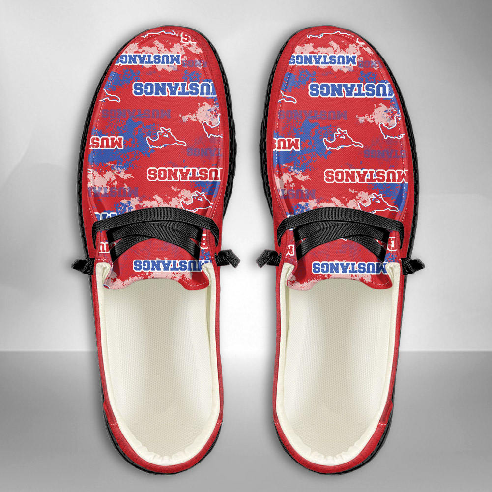 JWFancy NCAA SMU Mustangs Hey Dude Shoes Wally Men's Lace Up Loafers Comfortable For Men And Women