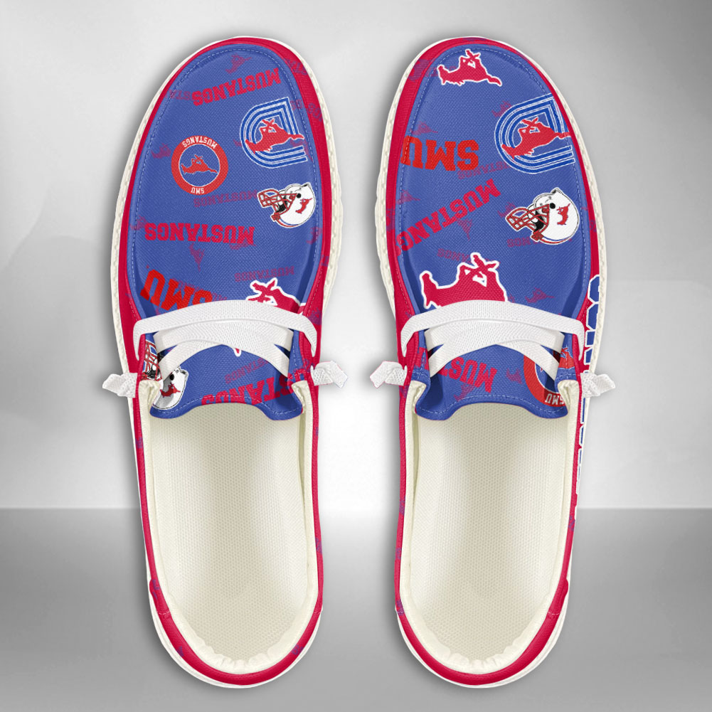 JWFancy NCAA SMU Mustangs Hey Dude Shoes Wally Men's Lace Up Loafers Comfortable For Men And Women