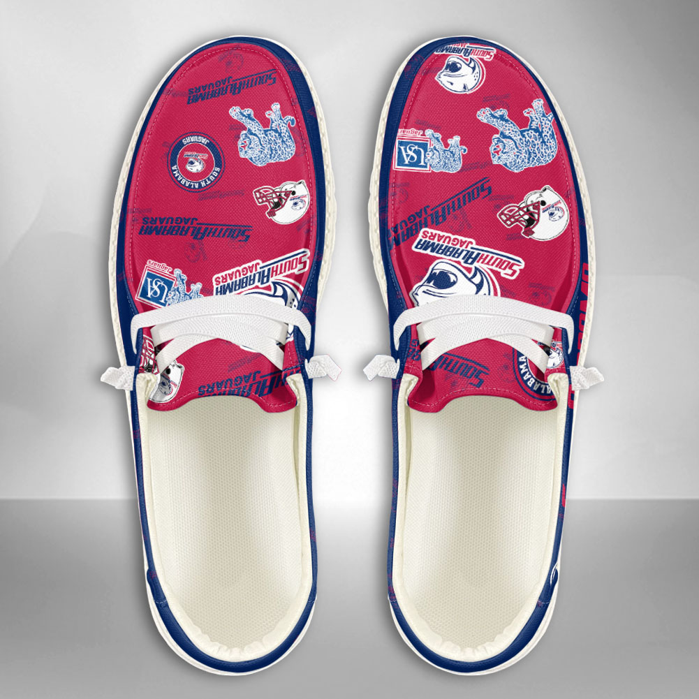 JWFancy NCAA South Alabama Jaguars Hey Dude Shoes Wally Men's Lace Up Loafers Comfortable For Men And Women