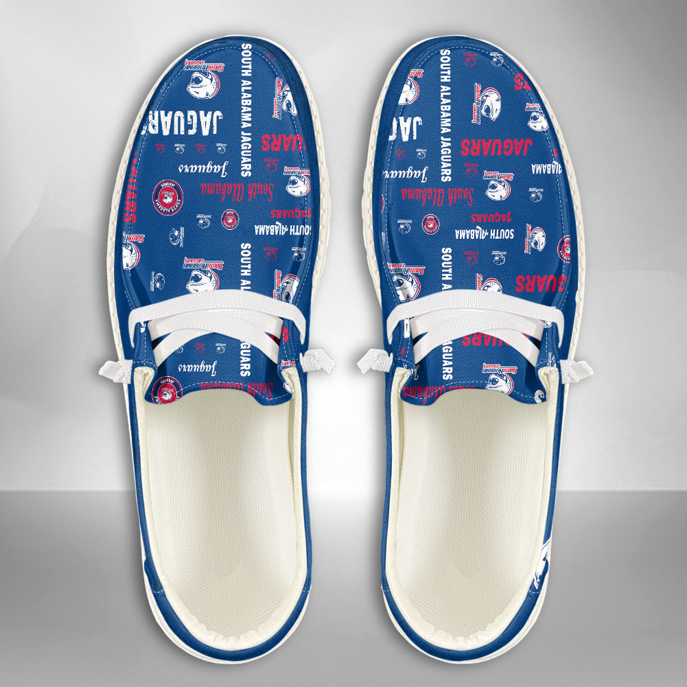 JWFancy NCAA South Alabama Jaguars Hey Dude Shoes Wally Men's Lace Up Loafers Comfortable For Men And Women