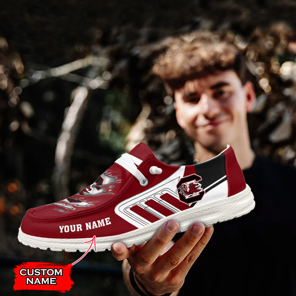 JWFancy NCAA South Carolina Gamecocks Hey Dude Shoes Wally Men's Lace Up Loafers Comfortable For Men And Women