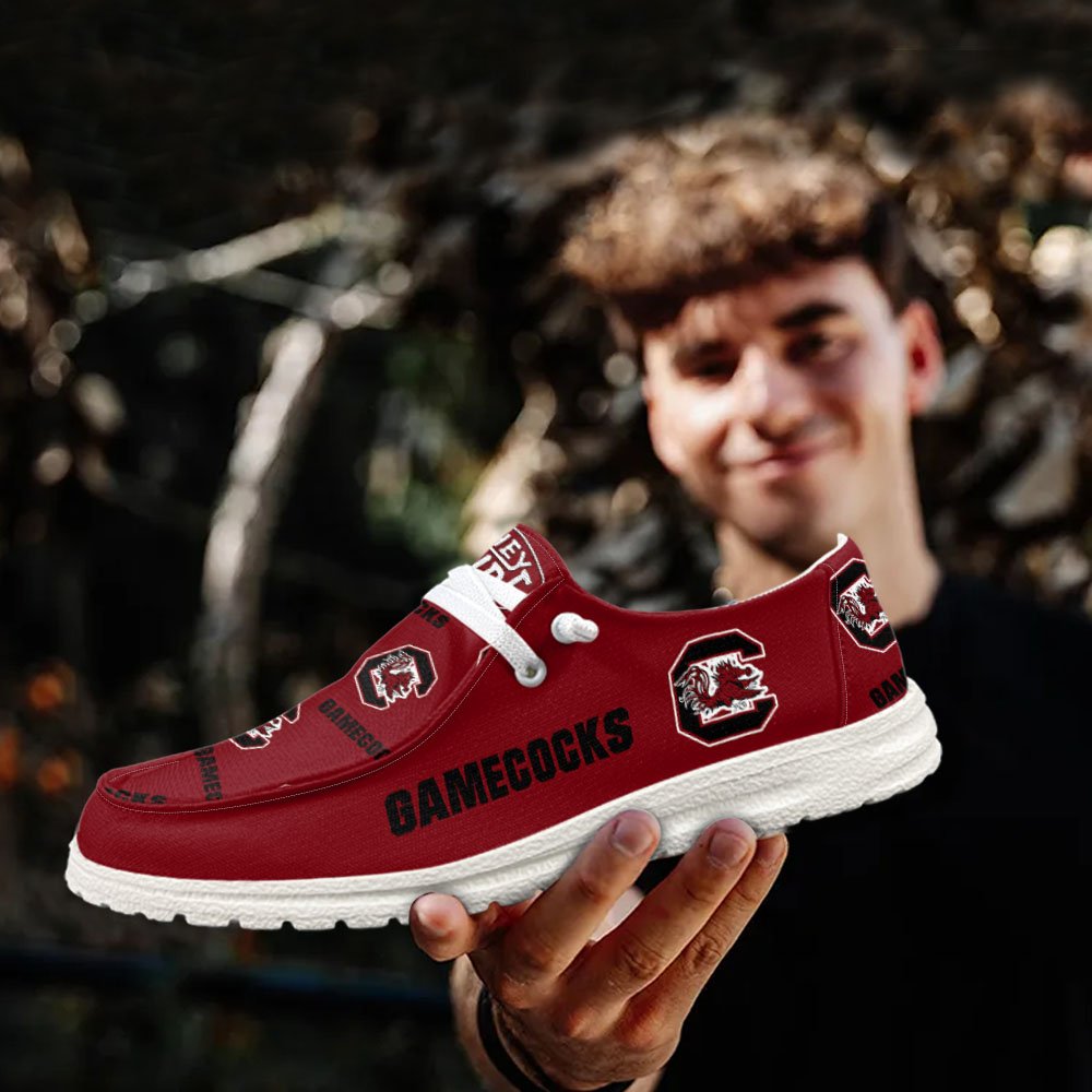 JWFancy NCAA South Carolina Gamecocks Hey Dude Shoes Wally Men's Lace Up Loafers Comfortable For Men And Women