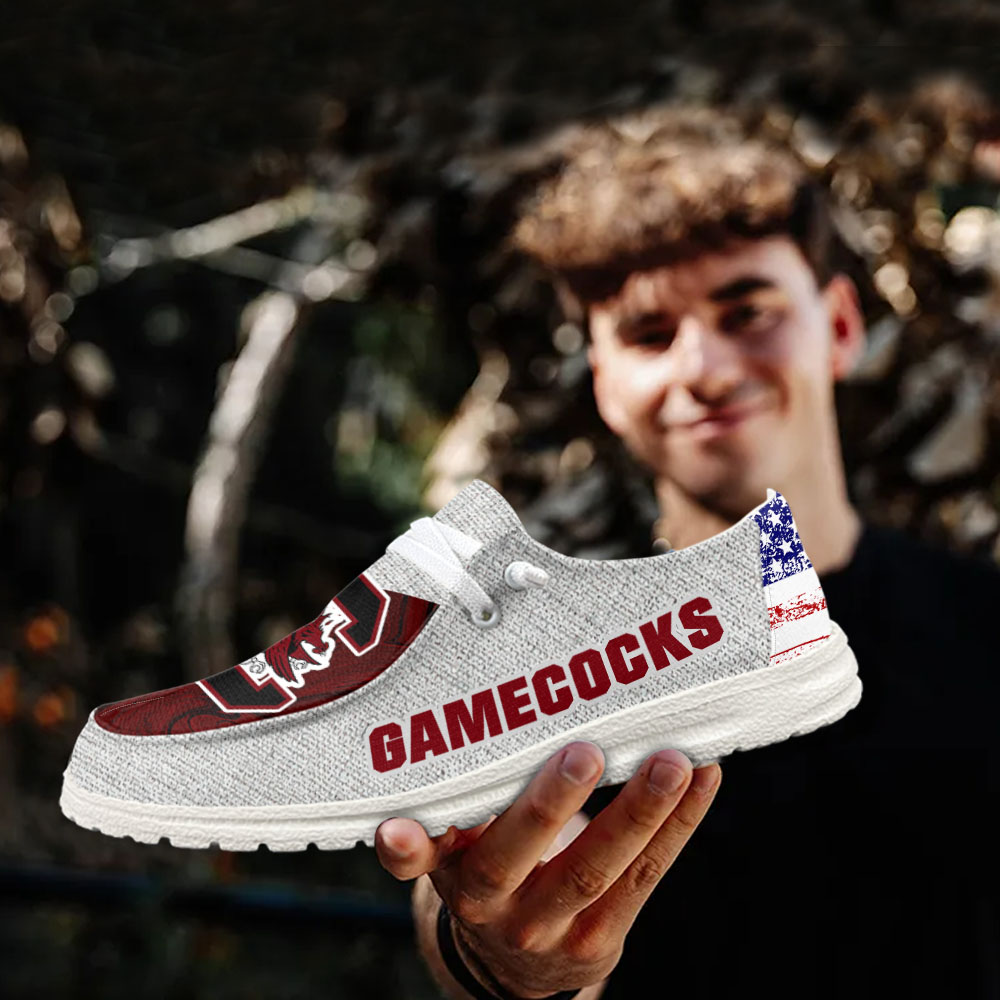 JWFancy NCAA South Carolina Gamecocks Hey Dude Shoes Wally Men's Lace Up Loafers Comfortable For Men And Women