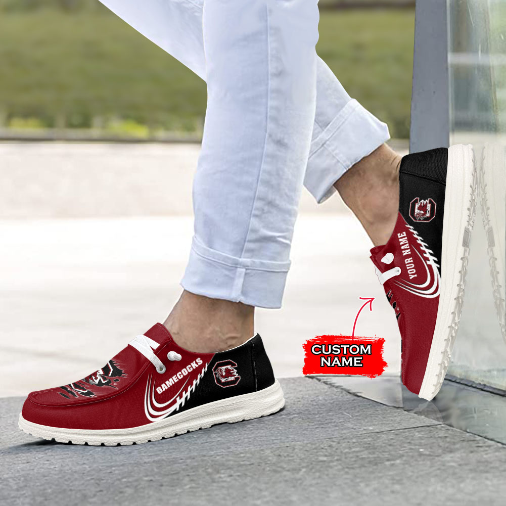 JWFancy NCAA South Carolina Gamecocks Hey Dude Shoes Wally Men's Lace Up Loafers Comfortable For Men And Women