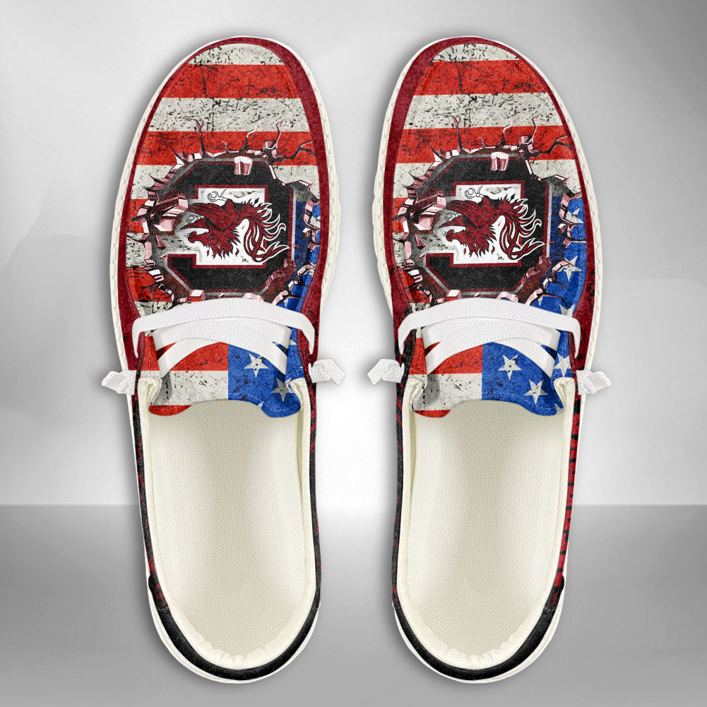 JWFancy NCAA South Carolina Gamecocks Hey Dude Shoes Wally Men's Lace Up Loafers Comfortable For Men And Women
