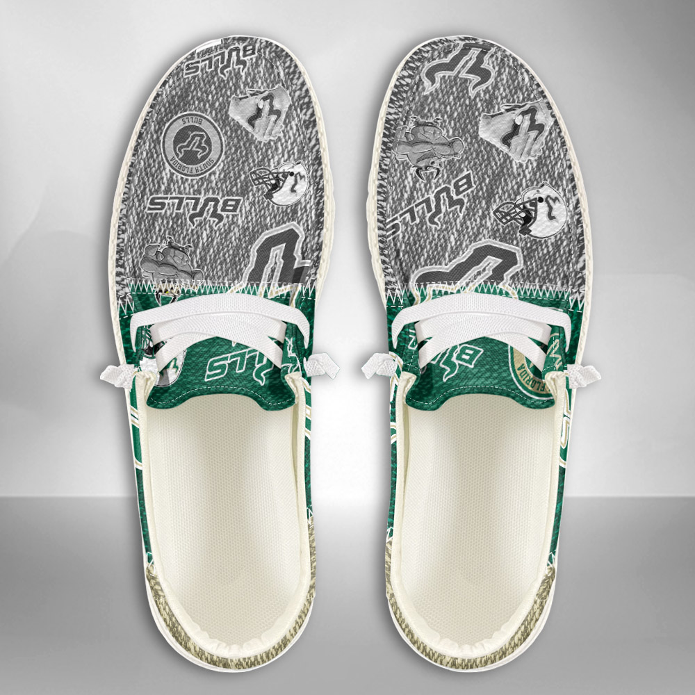 JWFancy NCAA South Florida Bulls Hey Dude Shoes Wally Men's Lace Up Loafers Comfortable For Men And Women