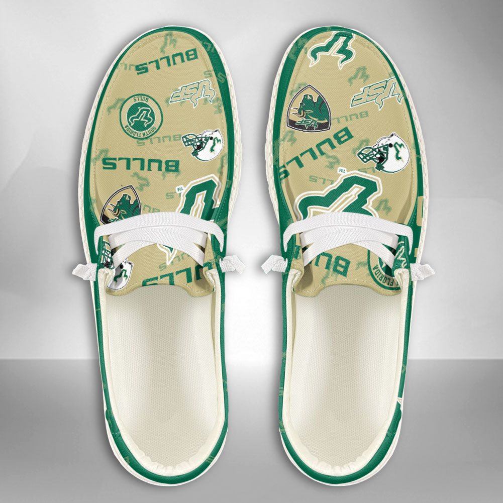JWFancy NCAA South Florida Bulls Hey Dude Shoes Wally Men's Lace Up Loafers Comfortable For Men And Women