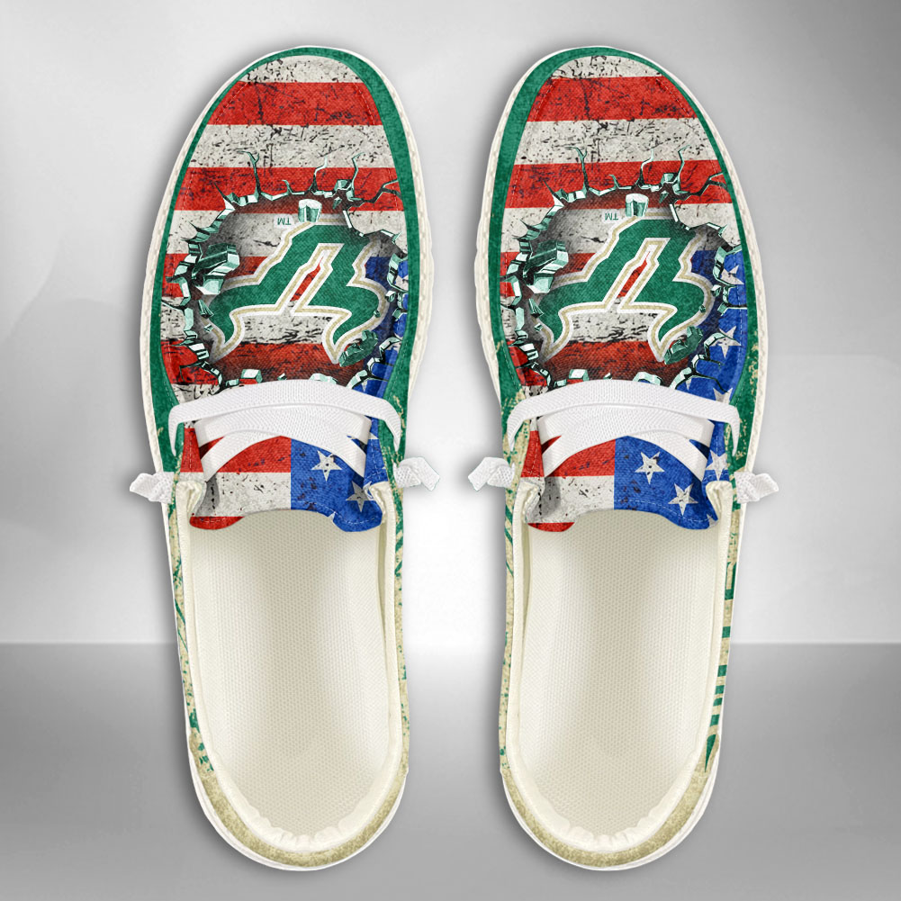 JWFancy NCAA South Florida Bulls Hey Dude Shoes Wally Men's Lace Up Loafers Comfortable For Men And Women
