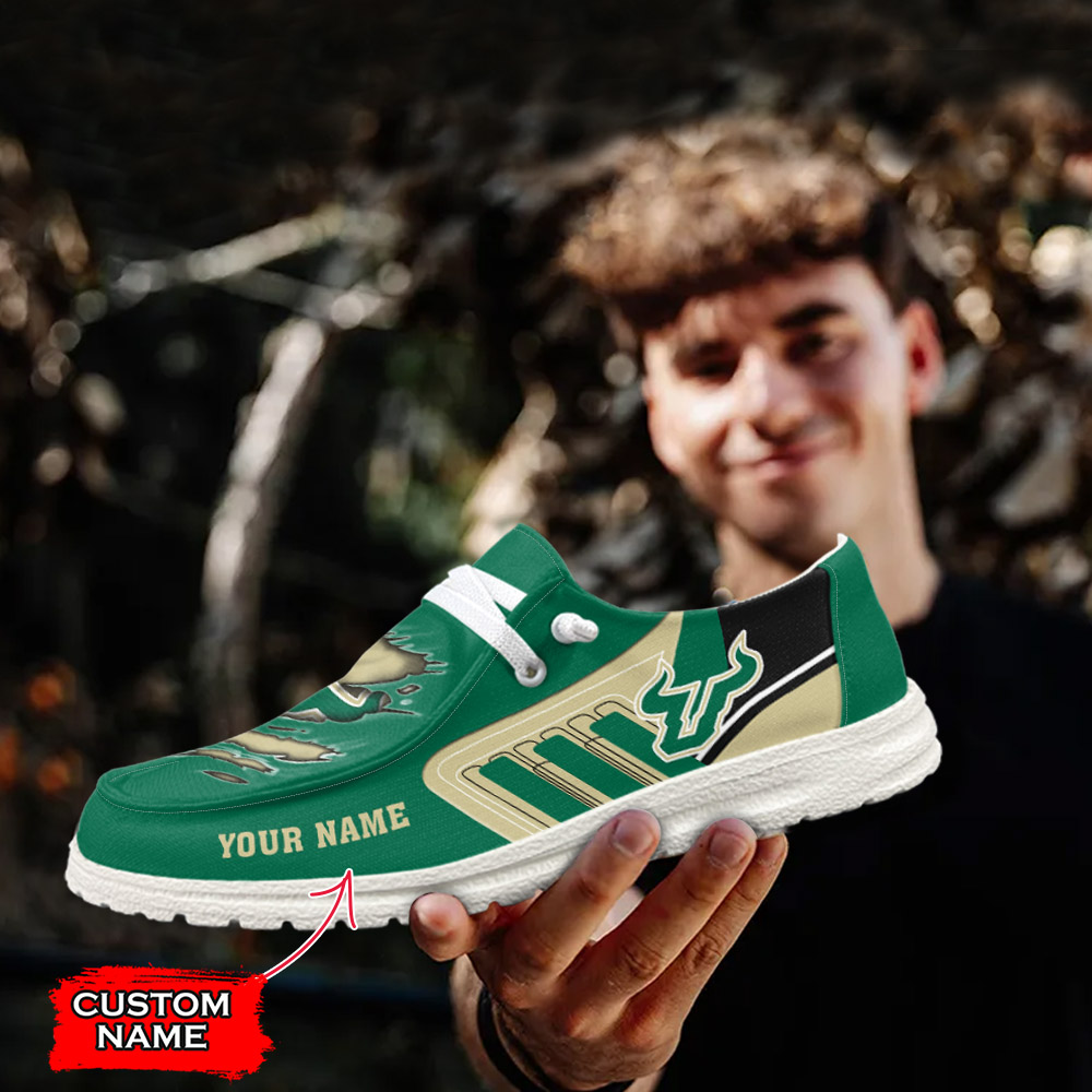 JWFancy NCAA South Florida Bulls Hey Dude Shoes Wally Men's Lace Up Loafers Comfortable For Men And Women