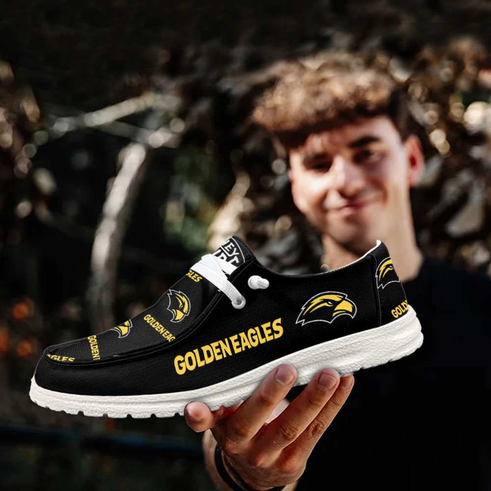 JWFancy NCAA Southern Miss Golden Eagles Hey Dude Shoes Wally Men's Lace Up Loafers Comfortable For Men And Women