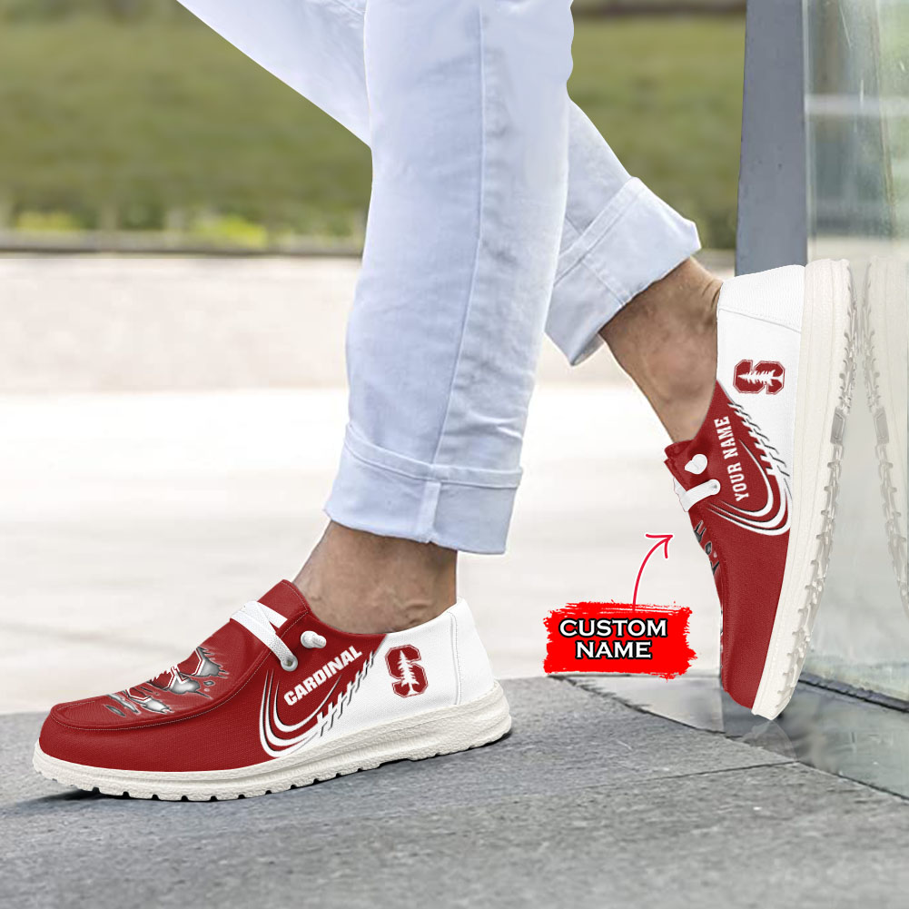 JWFancy NCAA Stanford Cardinal Hey Dude Shoes Wally Men's Lace Up Loafers Comfortable For Men And Women