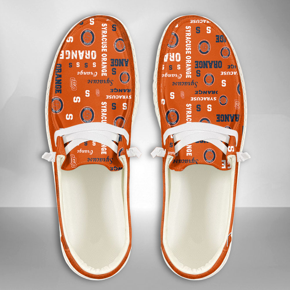 JWFancy NCAA Syracuse Orange Hey Dude Shoes Wally Men's Lace Up Loafers Comfortable For Men And Women