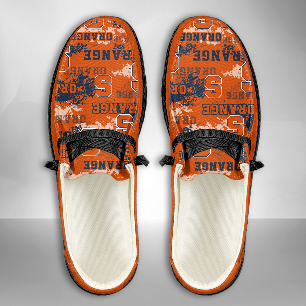JWFancy NCAA Syracuse Orange Hey Dude Shoes Wally Men's Lace Up Loafers Comfortable For Men And Women
