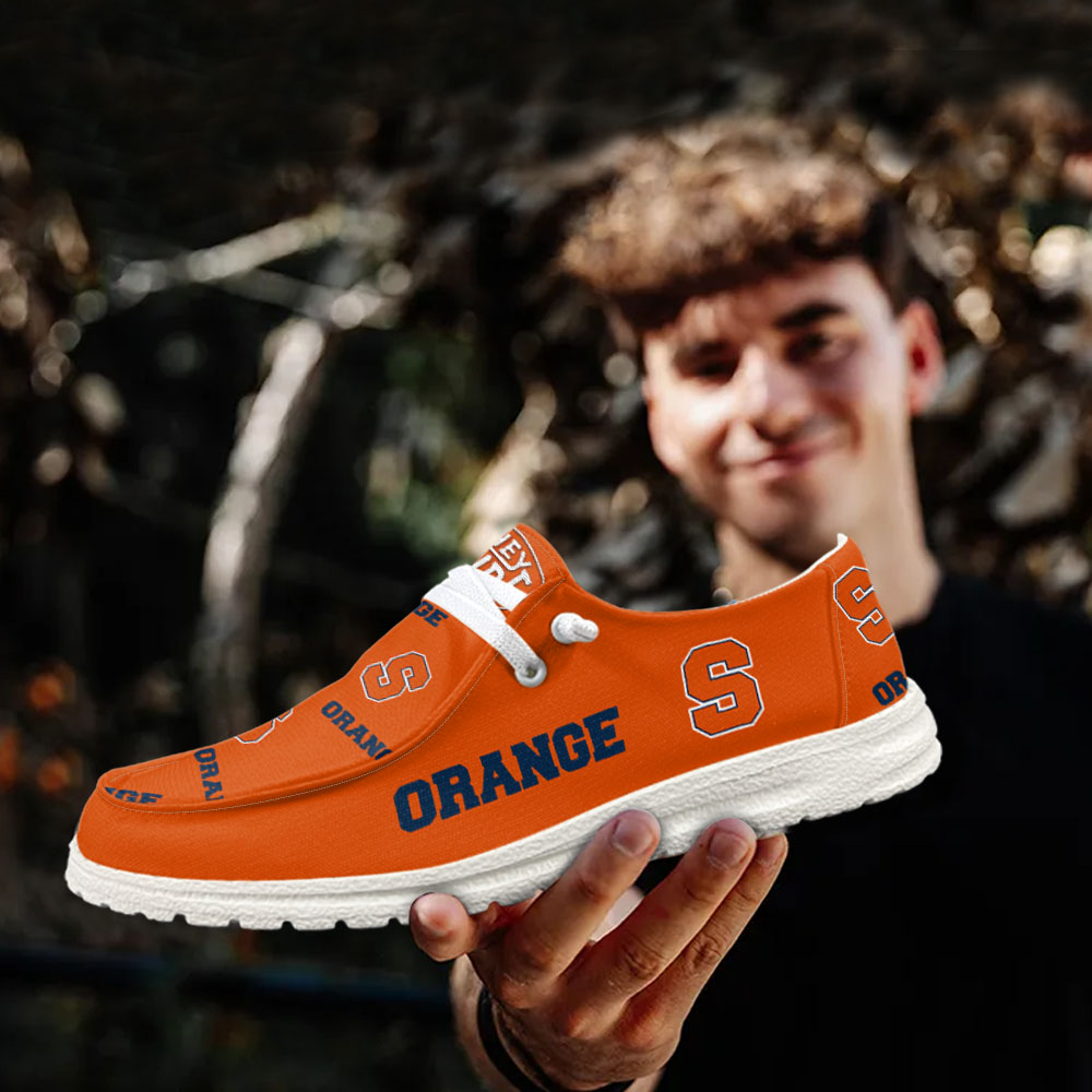 JWFancy NCAA Syracuse Orange Hey Dude Shoes Wally Men's Lace Up Loafers Comfortable For Men And Women