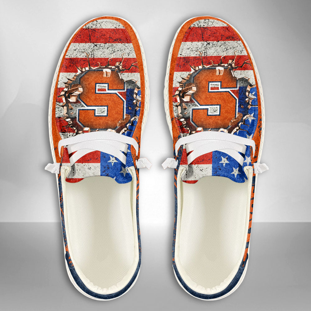 JWFancy NCAA Syracuse Orange Hey Dude Shoes Wally Men's Lace Up Loafers Comfortable For Men And Women