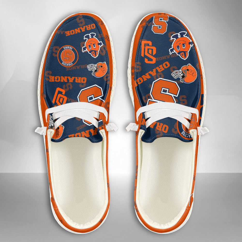 JWFancy NCAA Syracuse Orange Hey Dude Shoes Wally Men's Lace Up Loafers Comfortable For Men And Women