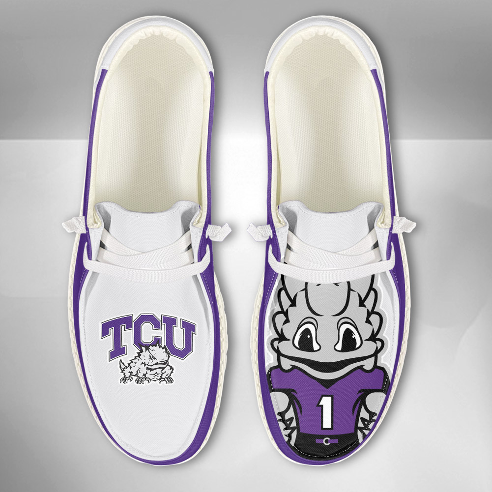 JWFancy NCAA TCU Horned Frogs Hey Dude Shoes Wally Men's Lace Up Loafers Comfortable For Men And Women