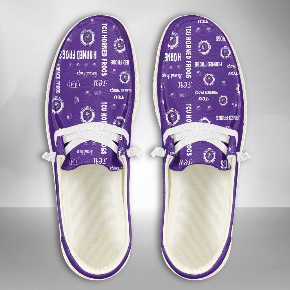 JWFancy NCAA TCU Horned Frogs Hey Dude Shoes Wally Men's Lace Up Loafers Comfortable For Men And Women