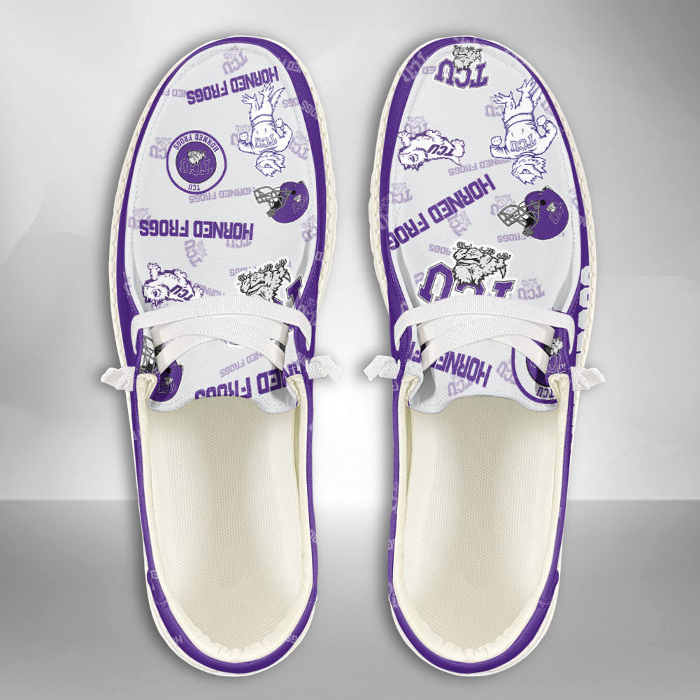 JWFancy NCAA TCU Horned Frogs Hey Dude Shoes Wally Men's Lace Up Loafers Comfortable For Men And Women