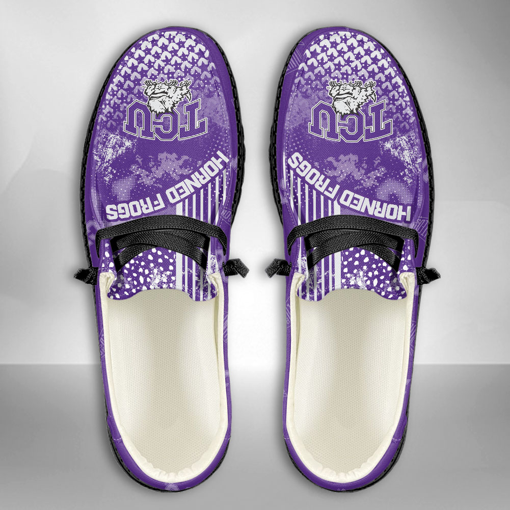 JWFancy NCAA TCU Horned Frogs Hey Dude Shoes Wally Men's Lace Up Loafers Comfortable For Men And Women