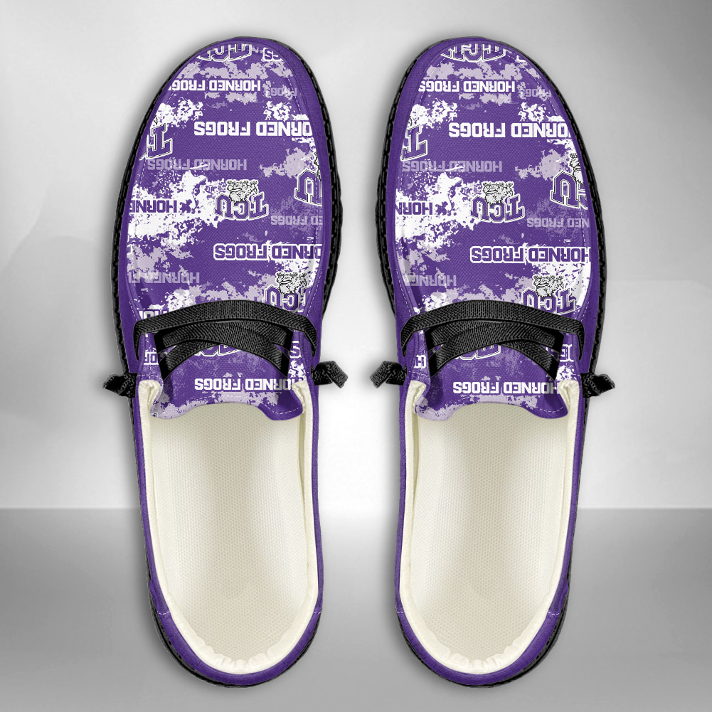 JWFancy NCAA TCU Horned Frogs Hey Dude Shoes Wally Men's Lace Up Loafers Comfortable For Men And Women