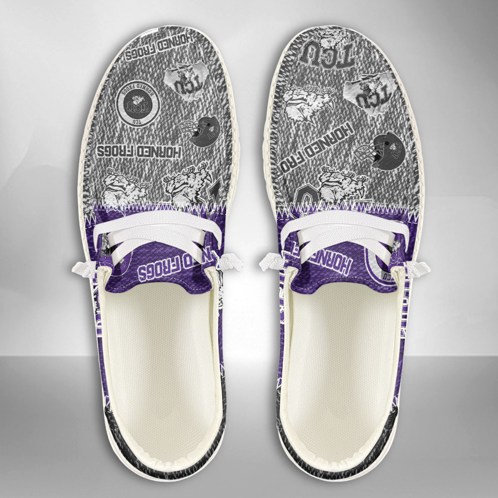 JWFancy NCAA TCU Horned Frogs Hey Dude Shoes Wally Men's Lace Up Loafers Comfortable For Men And Women