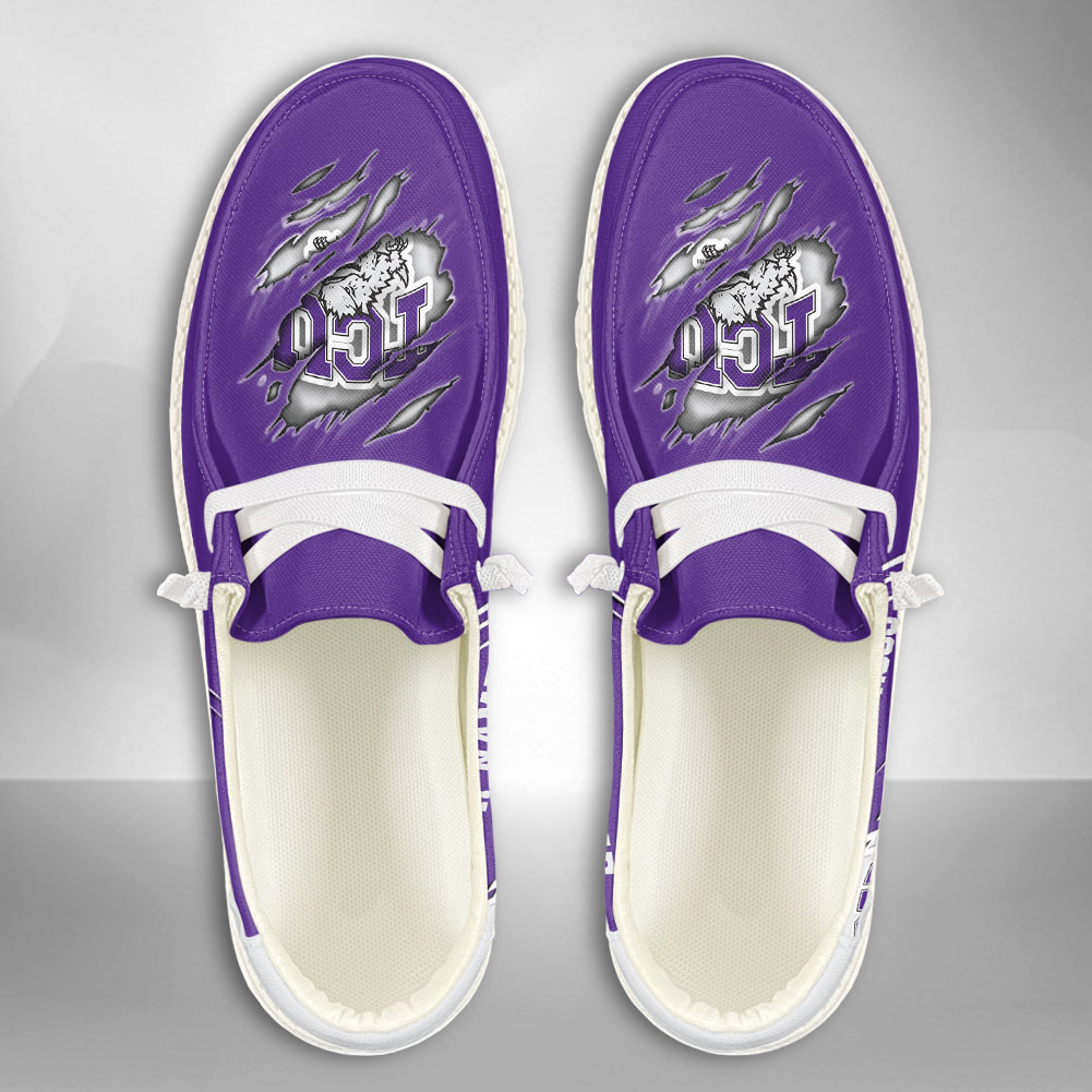 JWFancy NCAA TCU Horned Frogs Hey Dude Shoes Wally Men's Lace Up Loafers Comfortable For Men And Women