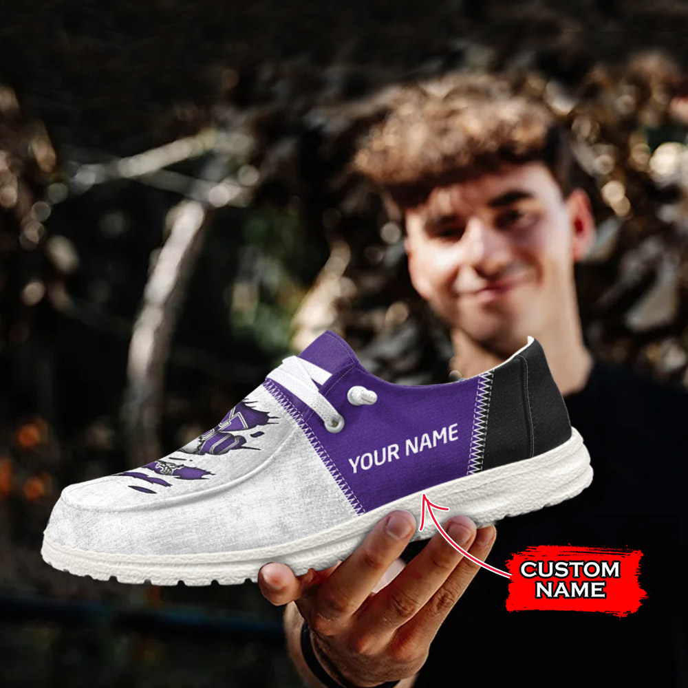 JWFancy NCAA TCU Horned Frogs Hey Dude Shoes Wally Men's Lace Up Loafers Comfortable For Men And Women