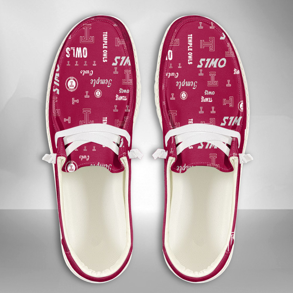 JWFancy NCAA Temple Owls Hey Dude Shoes Wally Men's Lace Up Loafers Comfortable For Men And Women