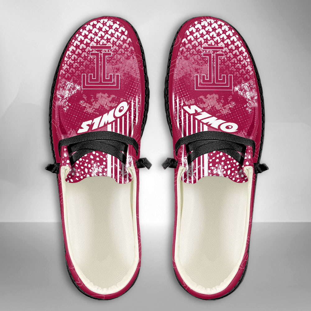 JWFancy NCAA Temple Owls Hey Dude Shoes Wally Men's Lace Up Loafers Comfortable For Men And Women